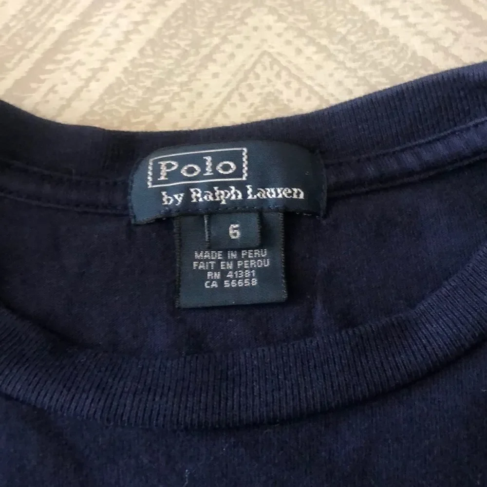 Polo Ralph Lauren Navy Shirt with Gray Sleeves